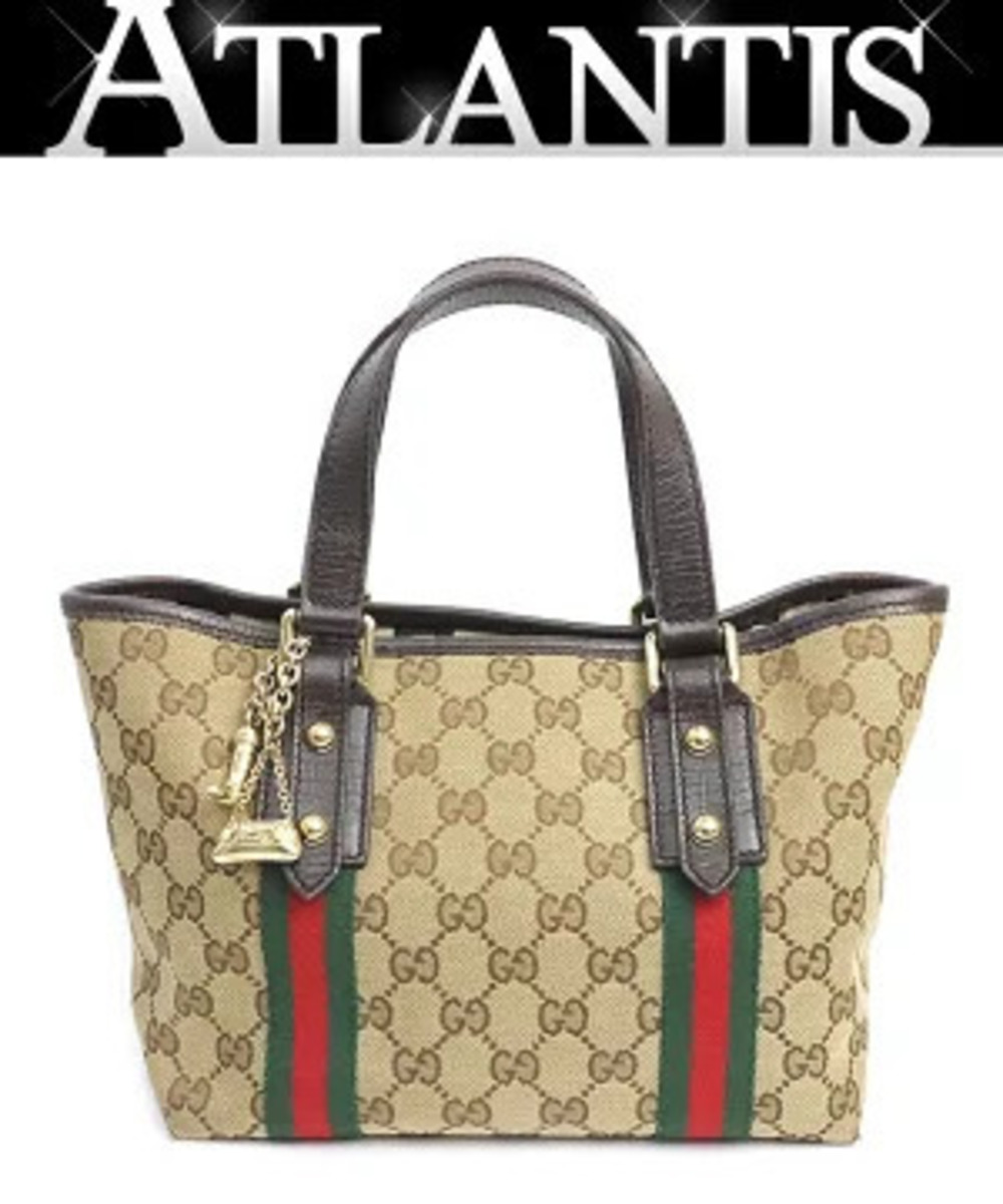 Gucci GG Canvas Sherry Tote Bag Brown